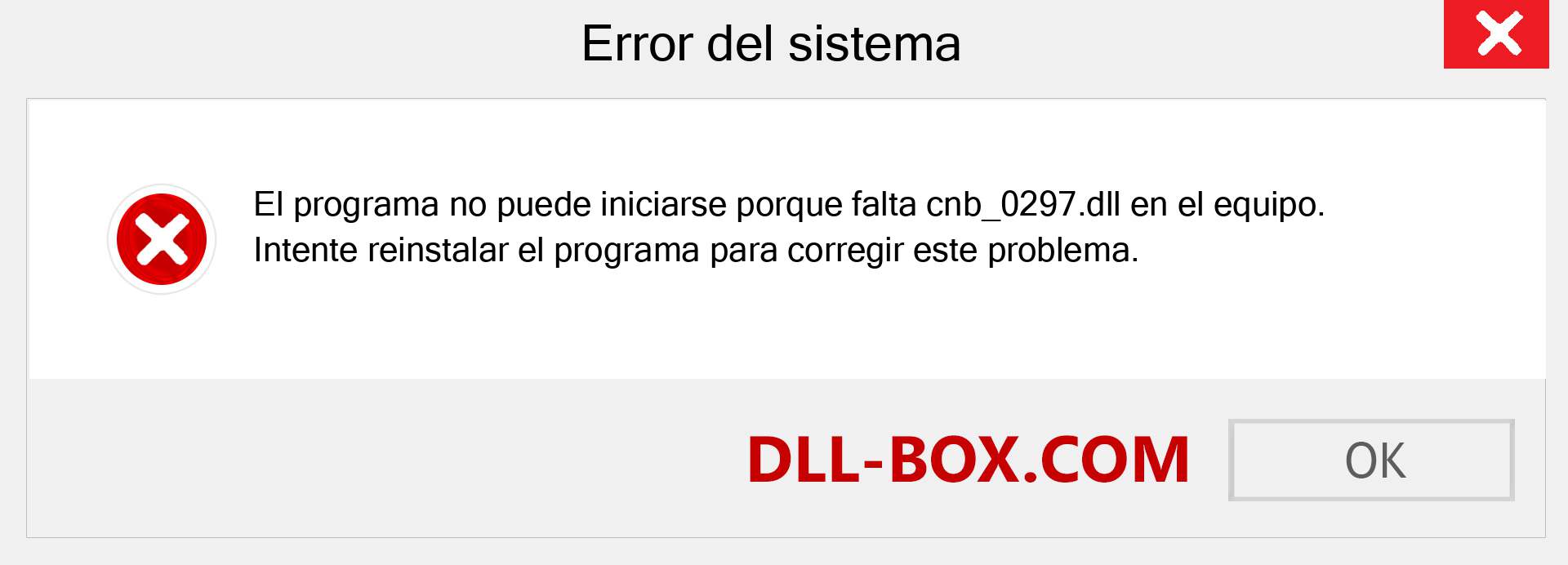 ¿Falta el archivo cnb_0297.dll ?. Descargar para Windows 7, 8, 10 - Corregir cnb_0297 dll Missing Error en Windows, fotos, imágenes