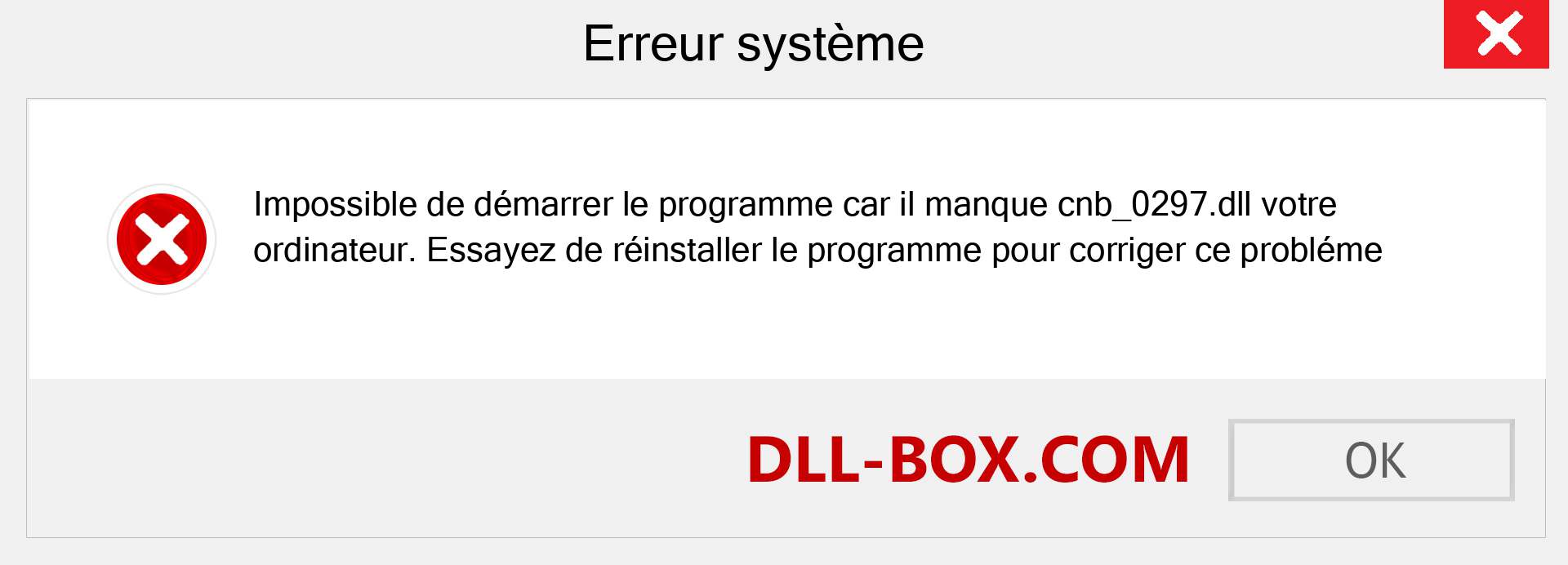 Le fichier cnb_0297.dll est manquant ?. Télécharger pour Windows 7, 8, 10 - Correction de l'erreur manquante cnb_0297 dll sur Windows, photos, images